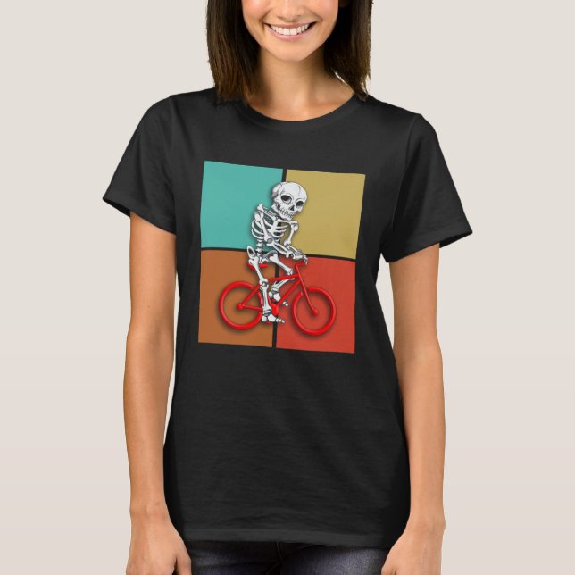 Skeleton Cycling  Halloween Biker Cyclist T Shirt (Framsida)