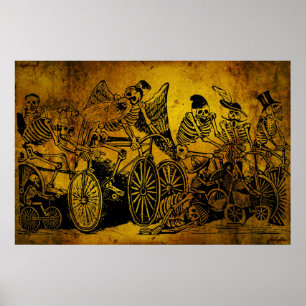 Skeleton Cyclists av José Guadalupe Posada Poster