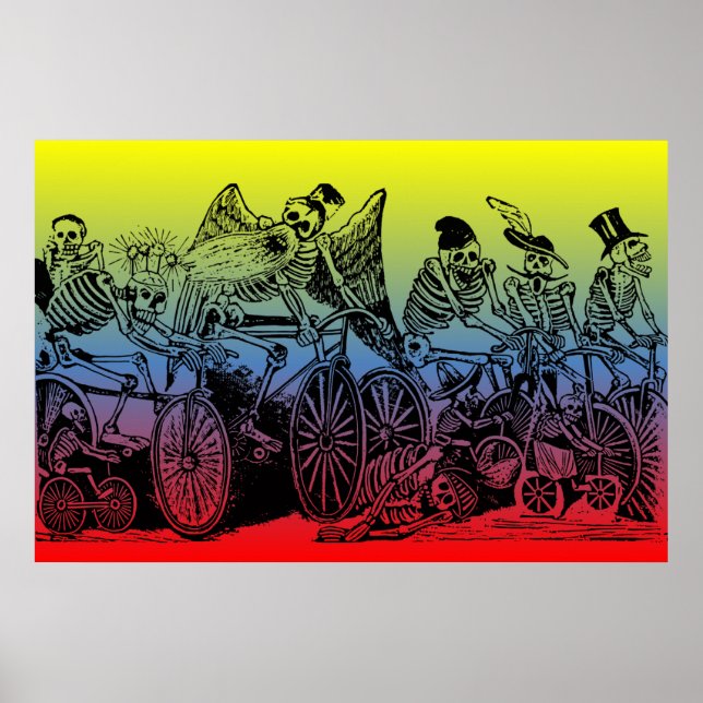 Skeleton Cyclists av José Guadalupe Posada Poster (Framsidan)