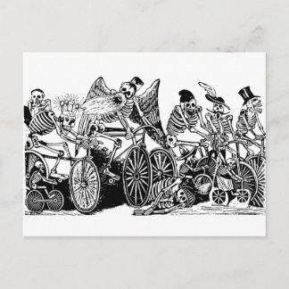 Skeleton Cyclists av José Guadalupe Posada Vykort