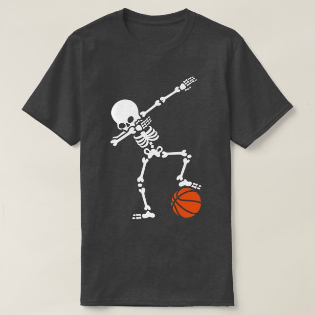 Skeleton Dabbing Basketball Player Funny Halloween T Shirt (Design framsida)