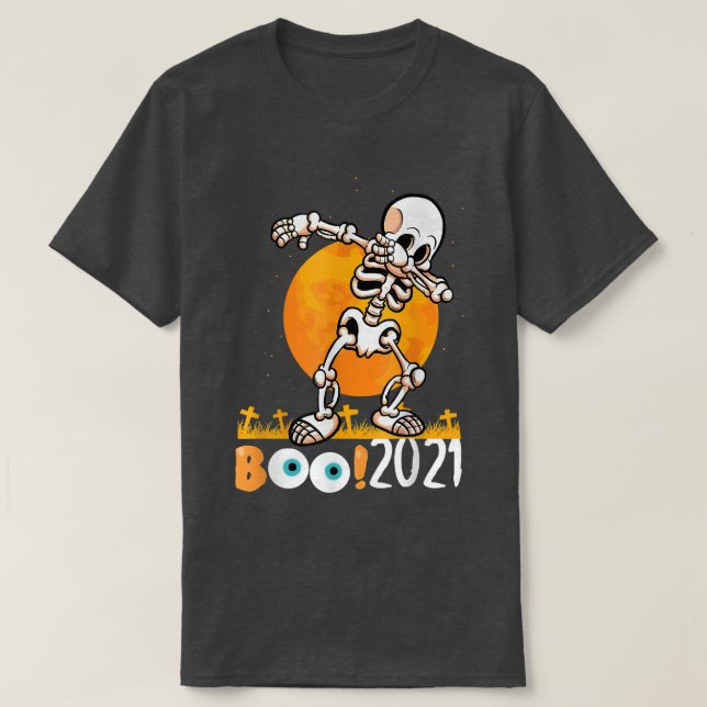 Skeleton dabbing boo 2021 Halloween  T Shirt (Design framsida)