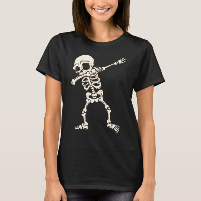 Skeleton Dabbing Funny Halloween Monster T Shirt (Framsida)
