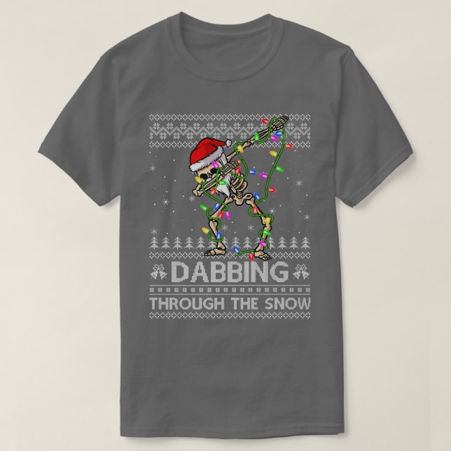 Skeleton Dabbing genom Snö Ugly Skeleton Ch T Shirt (Design framsida)