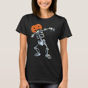 Skeleton Dabbing Pose Jack O'Lantern Pumpkin Hall T Shirt