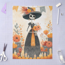 Skeleton Dam La Catrina Day of the dead Decoupage