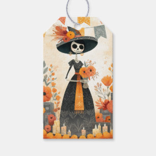 Skeleton Dam La Catrina Day of the dead Presentetikett