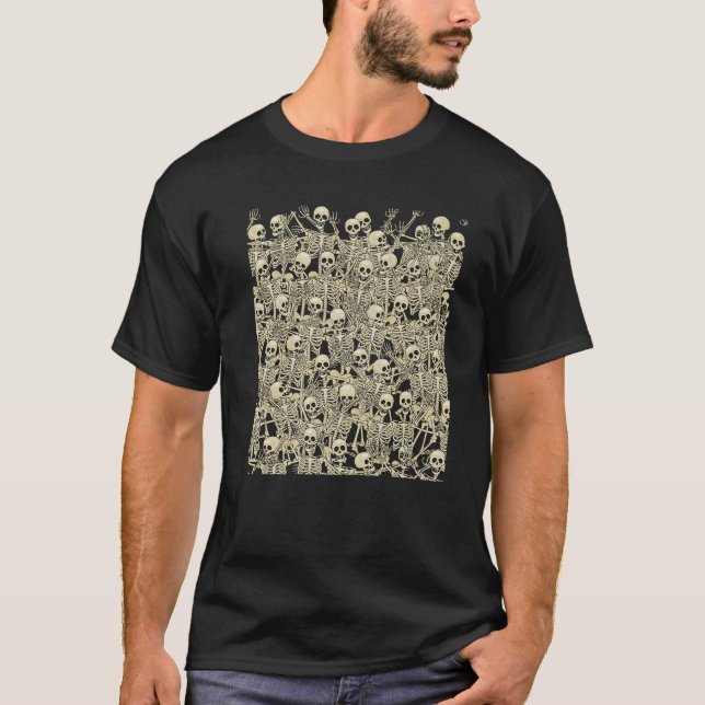 Skeleton Dance Death Macabre Funny Halloween Da T Shirt (Framsida)