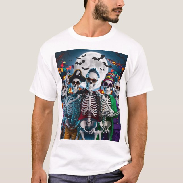 Skeleton Dance-Off Halloween T-Shirt (Framsida)
