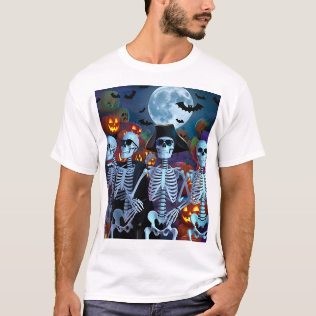 Skeleton Dance-Off Halloween T Shirt (Framsida)