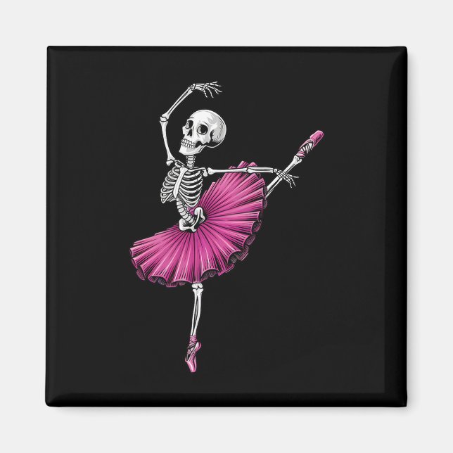 Skeleton Dancing Ballet Älskare Spooky Halloween D Magnet (Framsidan)
