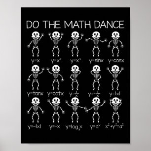 Skeleton Dancing Figurer Equation Math Teacher Hal Poster