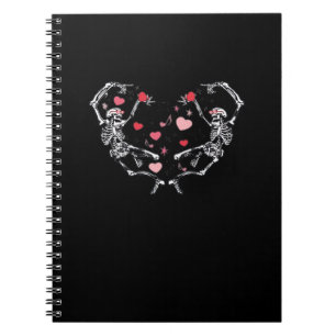 Skeleton Dancing Heart Valentines Day Gift Skull Anteckningsbok