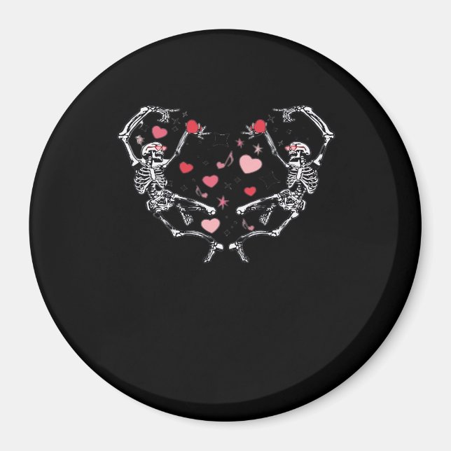 Skeleton Dancing Heart Valentines Day Gift Skull Magnet (Framsidan)