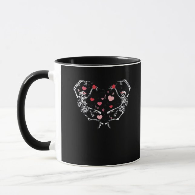 Skeleton Dancing Heart Valentines Day Gift Skull Mugg (Vänster)