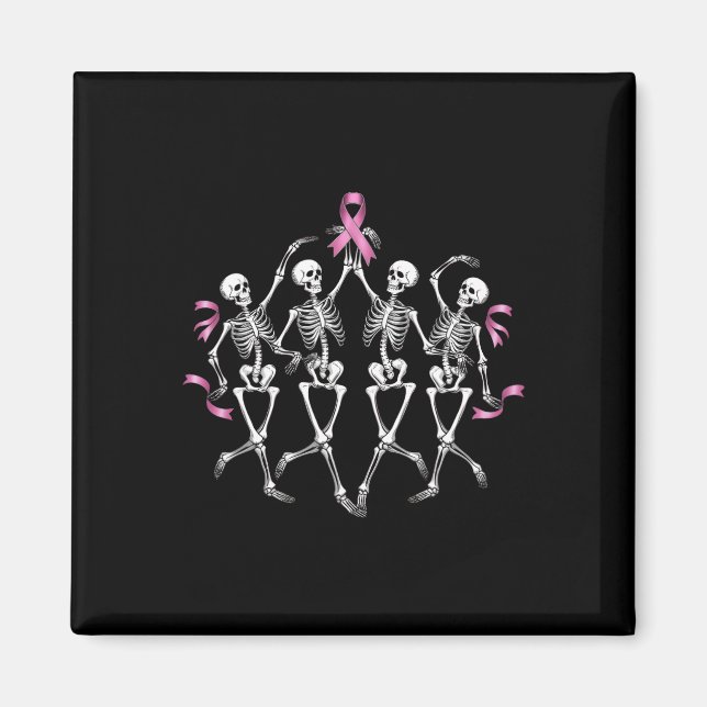Skeleton Dancing Rosa Ribbon Cost Magnet (Framsidan)