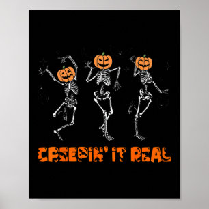 Skeleton dansar krypande det riktigt Halloween-nun Poster