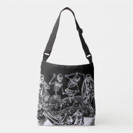 Skeleton Danse Macabre Black Tote Bag Axelväska