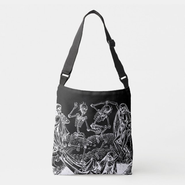 Skeleton Danse Macabre Black Tote Bag Axelväska (Framsida)