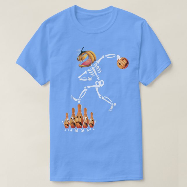 Skeleton dansking med Bowling Ball Funny Halloween T Shirt (Design framsida)