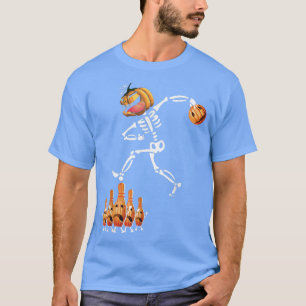 Skeleton dansking med Bowling Ball Funny Halloween T Shirt