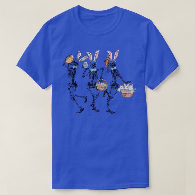 Skeleton dansking med Bunny & Påskägg Cute Bun T Shirt (Design framsida)