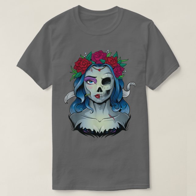Skeleton Dead Bride Halloween Costume Odöda La Ca T Shirt (Design framsida)