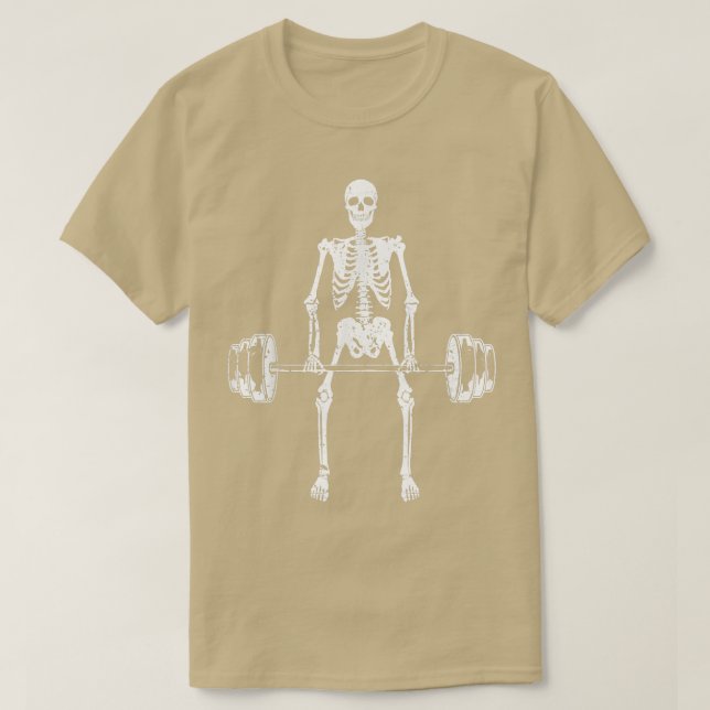 Skeleton Deadlift Funny Halloween BodyBuilder Work T Shirt (Design framsida)