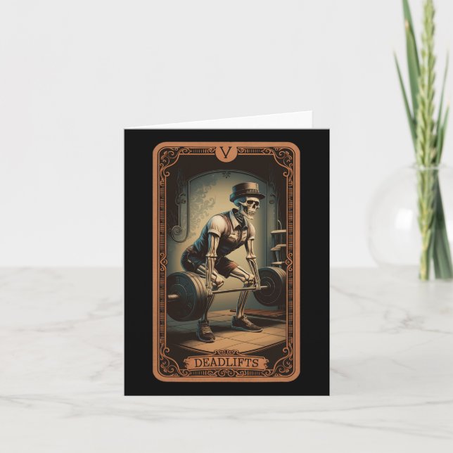Skeleton-deadliftar PowerLyft viktning med Tarot C Kort (Framsida)