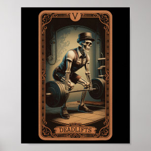 Skeleton-deadliftar PowerLyft viktning med Tarot C Poster