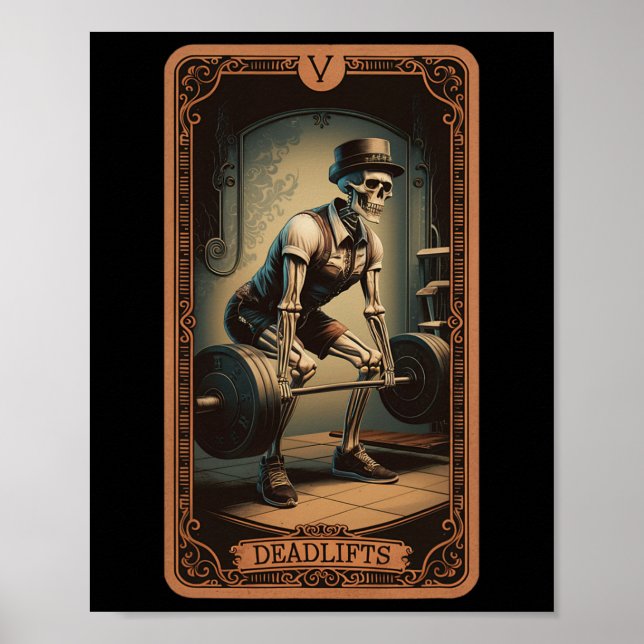Skeleton-deadliftar PowerLyft viktning med Tarot C Poster (Framsidan)