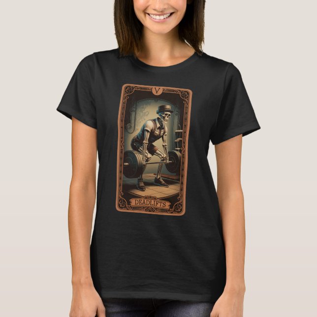 Skeleton-deadliftar PowerLyft viktning med Tarot C T Shirt (Framsida)