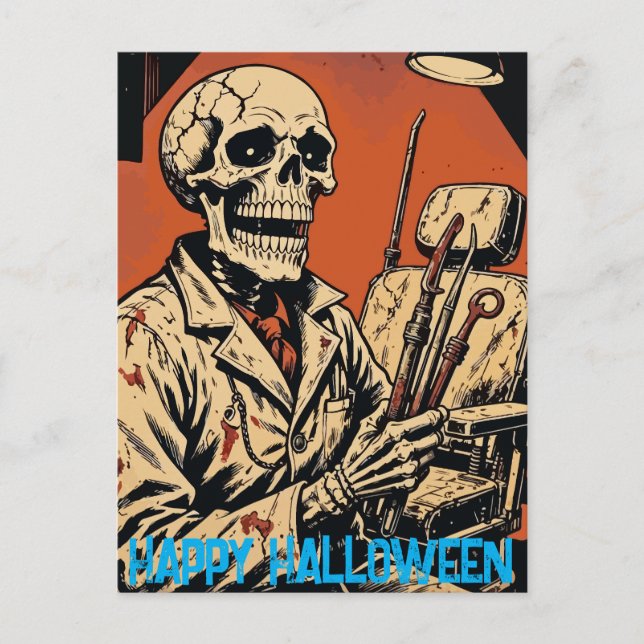 Skeleton Dentist Helg Vykort (Framsida)