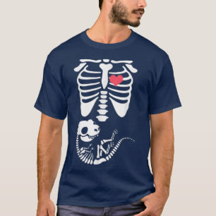 Skeleton Dinosaur Hjärtgraviditet XRay Funny Hallo T Shirt