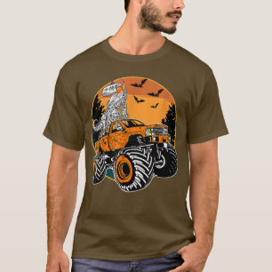 Skeleton Dinosaur Riding Monster Lastbil Halloween T Shirt