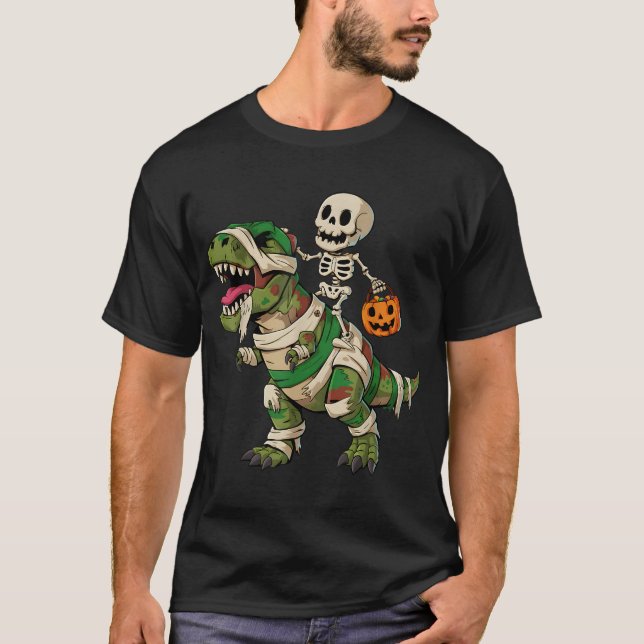 Skeleton Dinosaur T Rex Boys Kids Shirt (Framsida)