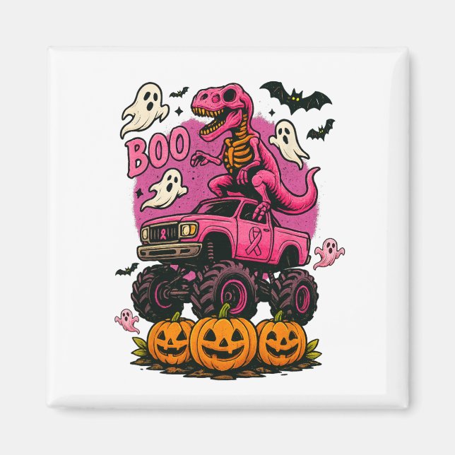 Skeleton Dinosaur t Rex Riding Monster Lastbil Bre Magnet (Framsidan)