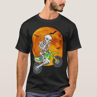 Skeleton Dirt Bike Halloween Motocross Biker T Shirt
