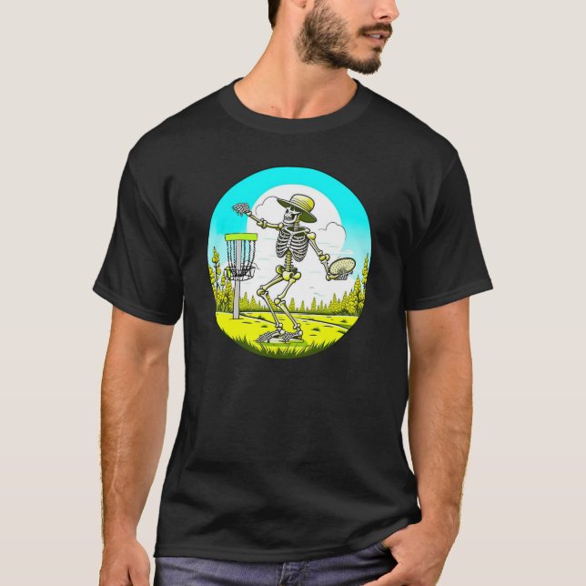 Skeleton Disk Golfing T Shirt (Framsida)