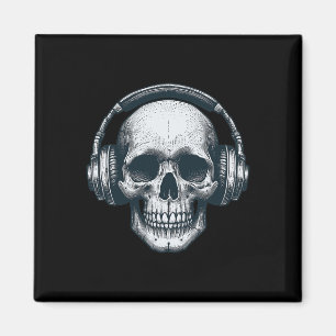 Skeleton Dj-hörlurarna Spooky Skull Musician Hallo Magnet