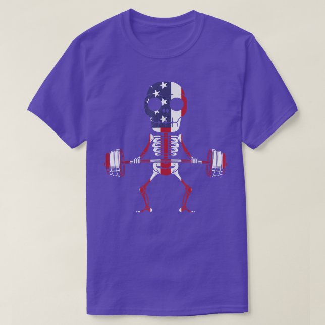Skeleton do gym eercise weight lyftusa  t shirt (Design framsida)