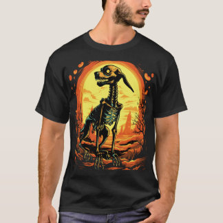 Skeleton Dog Halloween Art T Shirt