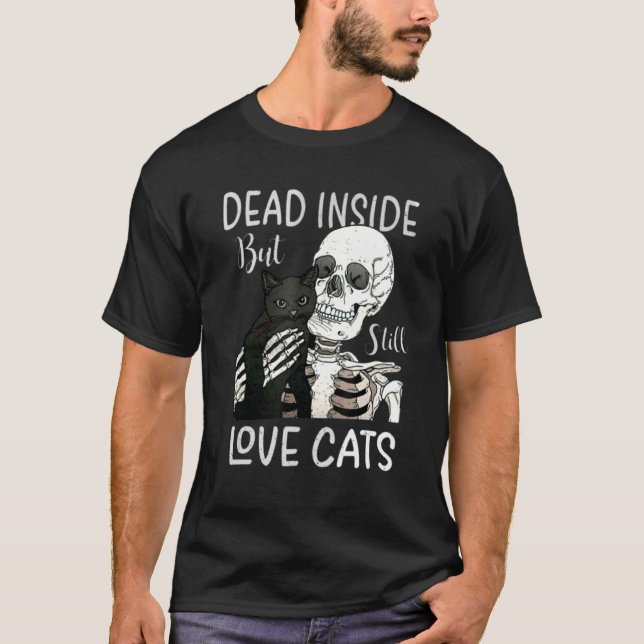 Skeleton dog innanför men fortfarande Kärlek T Shirt (Framsida)