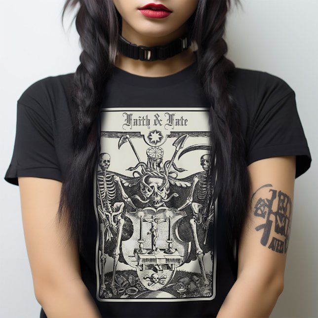 Skeleton Döskallar Macabre Victorian Gothic T Shirt (Perfect for people who just love the dark side of life. This is a personalised Memento Mori Tshirt.)