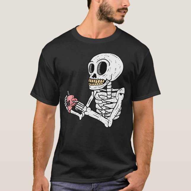 Skeleton dricker kaffe. t shirt (Framsida)