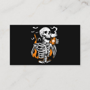 Skeleton Drink Coffee Älskare Funny Boo Halloween  Visitkort