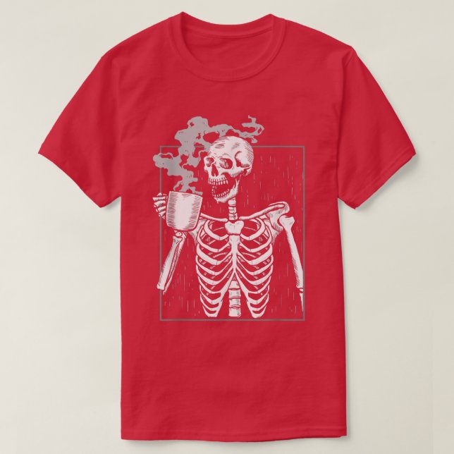 Skeleton Drink Coffee Reaper Dead Drinking Coffee  T Shirt (Design framsida)