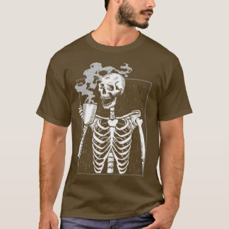 Skeleton Drink Coffee Reaper Dead Drinking Coffee T Shirt