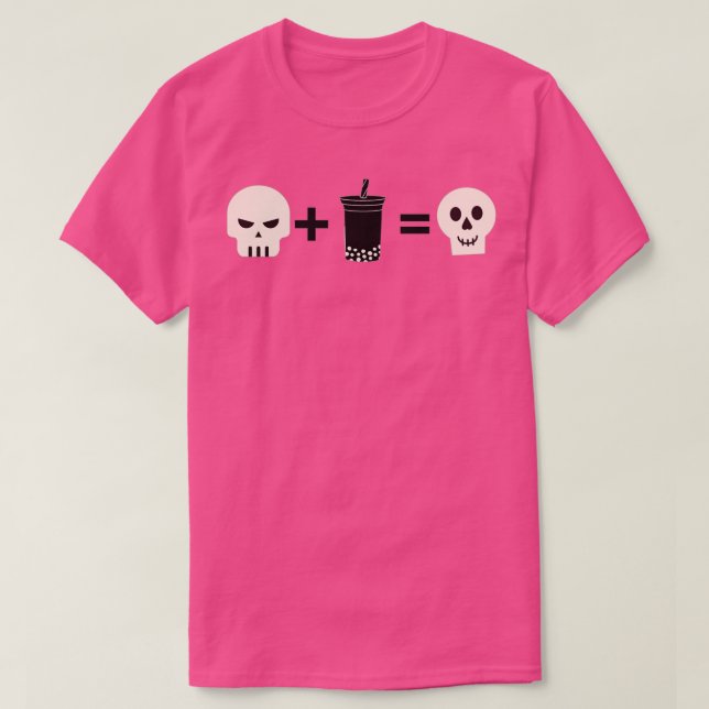 Skeleton Drinking Boba eller Bubble Tea Halloween- T Shirt (Design framsida)