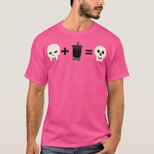 Skeleton Drinking Boba eller Bubble Tea Halloween- T Shirt